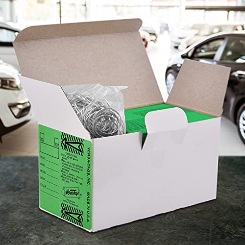 Image of Versa-Tags 500 Key Tags, Self Protecting Poly, 1.25''x3'', Highly Resistant to Abrasion, 500 Key Tag Pack, 500 Chrome Plated Key Tag Rings Included Color Green