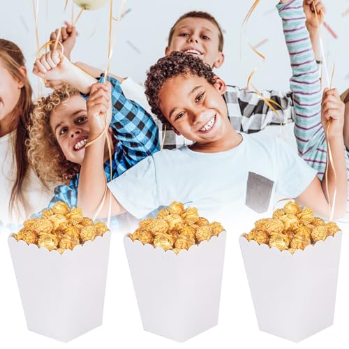 50 Stück Popcorn-Boxen, Klein Weiße Popcorn Boxen Popcorn Container, Popcorn Tüten Candy Container, Wird um Snacks, Popcorn und Süßigkeiten in Theatern Kinos und Karneval zu Süßigkeiten (Weiße)