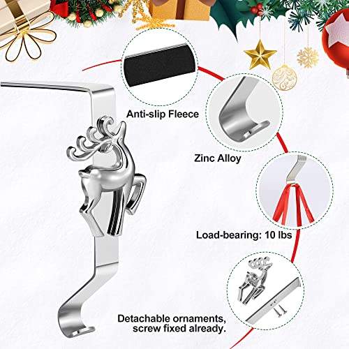 Stocking Holders For Mantle Set Of 6, Silver Stocking Hangers For Mantel, Various Patterns Christmas Stocking Holders, Mantel Hangers For Stockings, Christmas Decor For Fireplace Shelf Table Mantle #TOP2