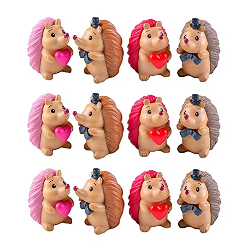 Mini Hedgehog Figurines, 12 Pcs Miniature Hedgehog Figurines Cake Topper Moss Landscape Decor for Fairy Garden DIY Terrarium Crafts Ornament Micro Landscape Accessories