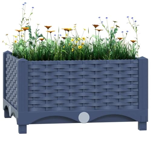Mokuyary Letto sollevato 40 x 40 x 23 cm in polipropilene fioriera da giardino, vassoio per coltivare, fiori, erbe grasse, terrazza, patio, balcone -C