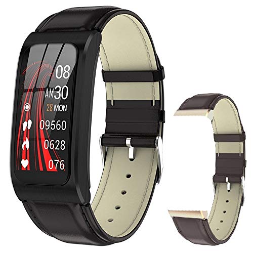 Pulsera Inteligente AK12 Hombres Mujeres IP68 Impermeable Presión Arterial Monitor de Ciclo Menstrual Rastreador de Ejercicios Banda Inteligente para teléfono iOS Android, Black Belt Cover