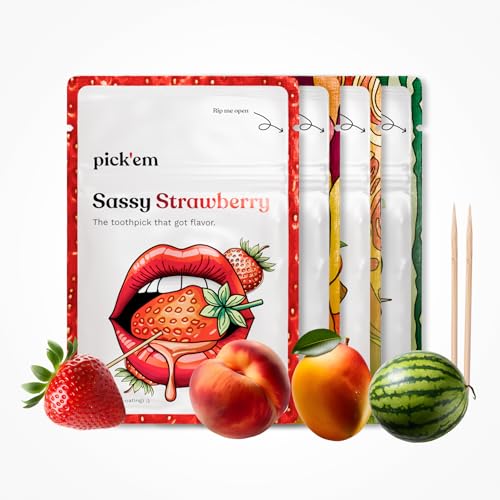 pickem Zahnstocher mit Geschmack Ultimativ fruchtiges Pack [80x ZAHNSTOCHER MIT GESCHMACK] - die Lifestyle-Alternative zum Kaugummi (fruchtig & frisch) - Zahnstocher mit Geschmack - Zahnstocher