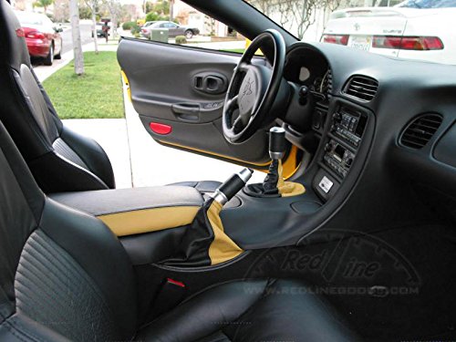 RedlineGoods armrest Cover Compatible with Chevrolet Corvette C5 1997-04. Tailor Made - not Universal. Genuine top-Grade Italian Black Suede (Alcantara) with Silver Thread