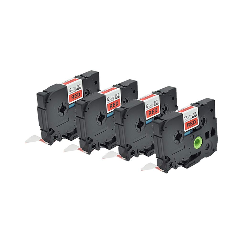 TengSheng Compatible for Brother P-Touch Laminated TZe 431 TZ Label Tape Cartridge 12mm x 8m for Use with P-Touch GL-100 PT-1000 PT-1000BM (TZe-431 Black on Red) 4pack