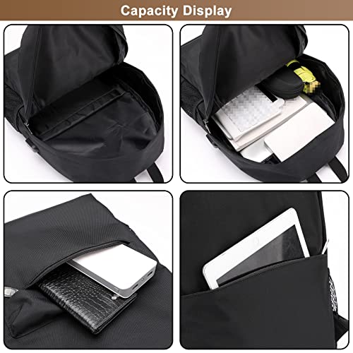 15.6 inch Laptop Backpack for Men, Large Capacity Lightweight Casual Daypacks Oxford Cloth Bookbag with USB Charging Port4