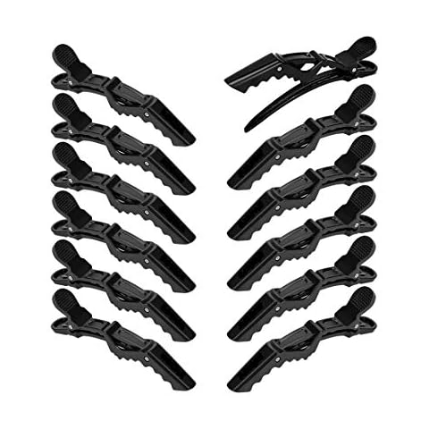 12Pcs Hair Clips for Styling Sectioning - Wide Teeth Double Hinged Design Professional Salon Quality Alligator Hair Clips (black) Cover