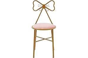 Elegant Light Pink Butterfly Dressing Chair with Soft Velvet Cushion