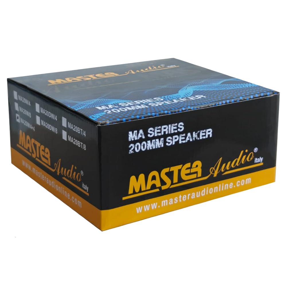 MASTER AUDIO 1 MA20W/4+4 Caisson de Basse 20 cm 200 mm 8" 150 Watts rms 300 Watts Max Double Bobine 4 + 4 ohm Dual Voice Coil Suspension Gomme, 1 pièce