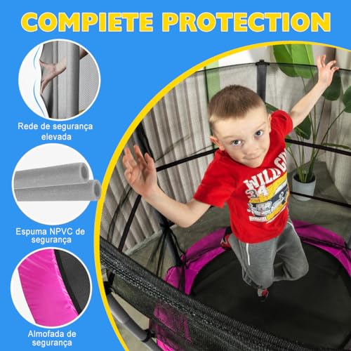 Trampolim para crianças, trampolim com rede de proteção1,4 * 1,5 M, presente divertido para crianças
