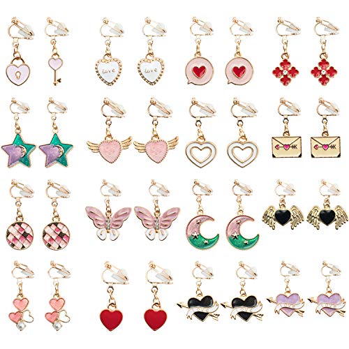 SOTOGO 16 Pairs Clip On Earrings Happy Love Theme Earrings for Little Girls and Women