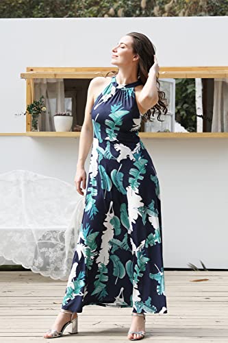 Image of STYLEWORD Women's Summer Floral Halter Maxi Dress Vacation Semi Formal 2026