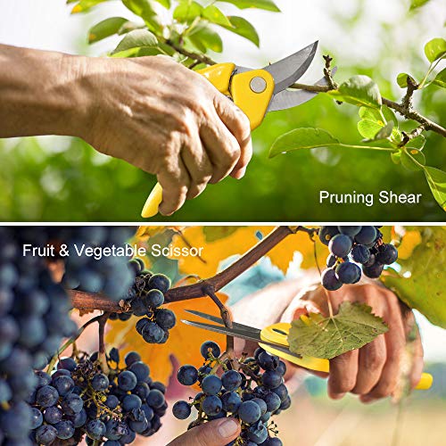 MOSFiATA Garden Tools Set 14 Pcs Stainless Steel Garden Tool Kit with Carrying Case, Heavy Duty Gardening Work Set, Include Pruner, Mini Rake, Big and Small Shovel, Sprayer, Weeder, Scissor etc.