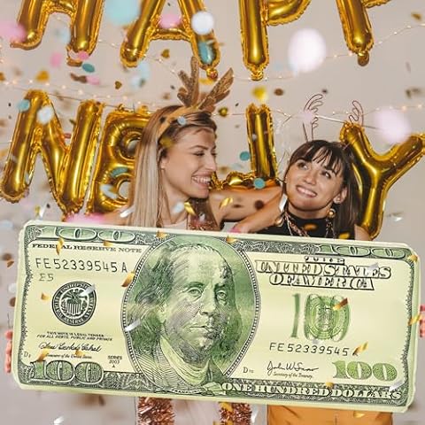 ILEISURELY Large Inflatable Money Pool Toys, 31 inch Casino Theme Photo Booth Prop Party Decorations for Birthday Pool Christmas, Party Favors Supplies Gift for Kids Adults Cover