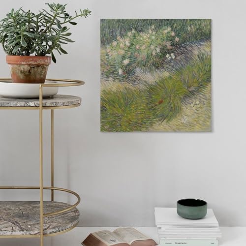 Impression sur toile herbe et papillons Van Gogh 60x60 de qualité musée