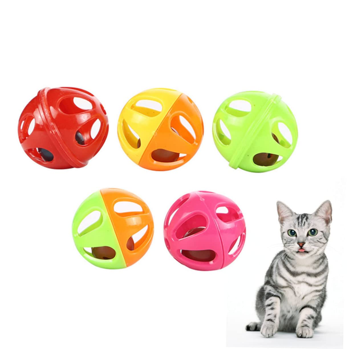 SUPVOX 150pièces Jouets De Jeu pour Chats avec Clochette Balles Creuses Amusantes Coloris Variés Couleurs Aléatoires