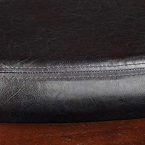 Roundhill Furniture Cylina Solid Wood Glass Top Round Dining Table with