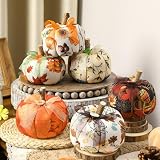 Chunful 6pcs Fabric Pumpkins Decor, Artificial Pumpkins Thanksgiving Fall Decorations for Office Home Table Decoration