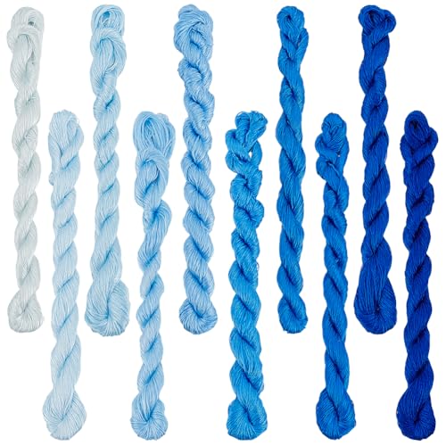 FREEBLOSS 10 fil à Broder en Soie Naturelle 10 x 100 m pour Couture Traditionnelle Kit de Broderie et de Matelassage 10 couleurs Bleu