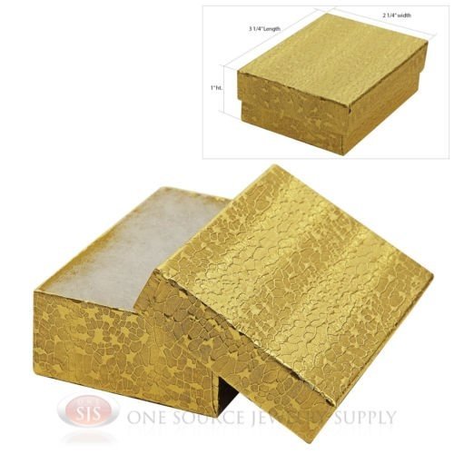 USA best supply Gold Foil Cotton Filled Gift Boxes Jewelry Cardboard Box Lots of 25
