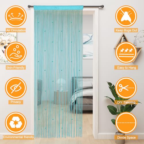 YIIBAII Beaded Curtain Beaded Curtains for Doorways Crystals Suitable for Interior Decoration and Partitions Hippy Closet Curtains (Light Blue, 39"x79") by YIIBAII - Image 7