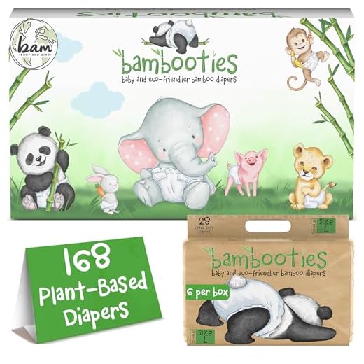 Bambooties Bamboo Baby Diapers, Totally Chlorine Free for Sensitive Skin for Newborns to XXL. Hypoallergenic & Non Toxic Eco Friendlier Plant-Based Materials. TCF Large Size 4 (168 ct)