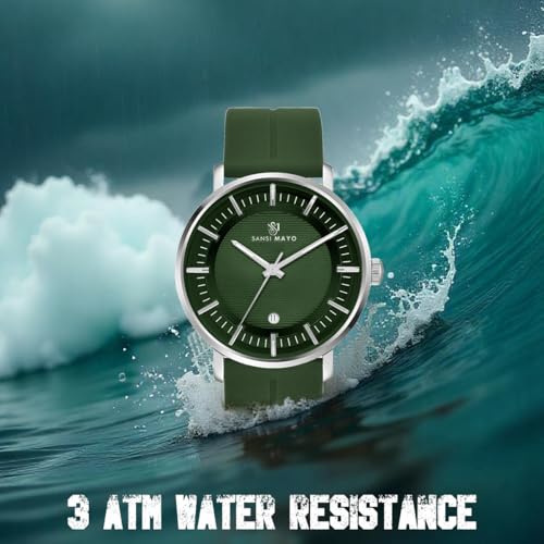 Image of Analog Watch for Men with Silicone Band | Magnetic Lock Strap | Japanese Quartz Movement | Water Resistant | Formal & Casual Wristwatch Gift