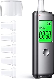 Breathalyzer,Breathalyzers for Alcohol,LCD Digital Alcohol Tester with 5 Mouthpieces - Portable & Easy to Use for Personal, Home, and Party Safety High Accuracy Breath