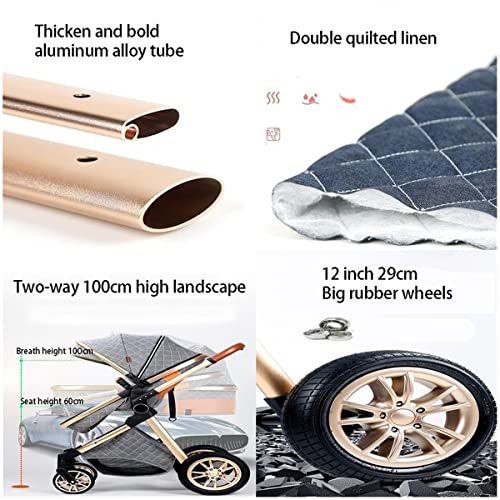 GENYS Lichtgewicht luxe 3-in-1 kinderwagen kinderwagen kinderwagen wiegcombo, met in hoogte verstelbare omkeerbare… - Afbeelding 4