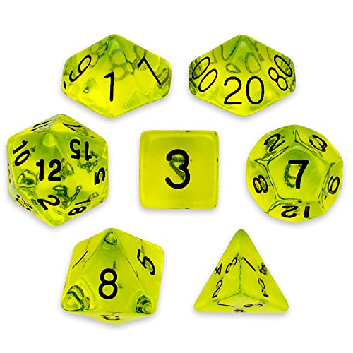 Wiz Dice Series II - Polyhedral Dice Set for Tabletop RPG Adventure Games with a Dice Bag - DND Dice Set, Suitable for Dungeons and Dragons, MTG and Dice Games Alike - Boiled Bile - 7 ct Wiz Dice Series II - Polyhedral Dice Set for Tabletop RPG Adventure Games with a Dice Bag - DND Dice Set, Suitable for Dungeons and Dragons, MTG and Dice Games Alike - Boiled Bile - 7 ct