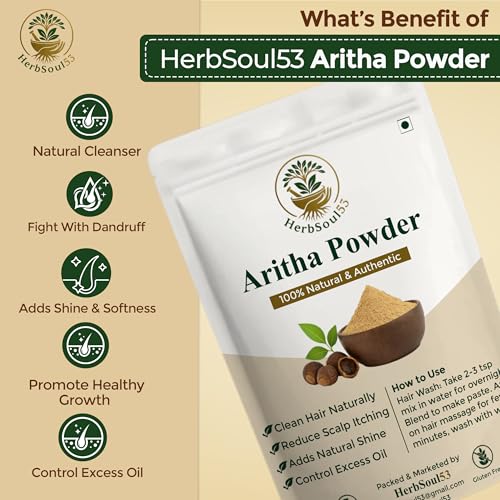 Image of Natural & Organic Reetha Powder For Hair Cleaning 200 Gram - 100% Pure Ayurvedic Aritha /Soapnut Powder | Hair Care, Strengthening, Conditioning | Sapindus Mukorossi Chemical Free Hair Mask