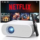 1500 ANSI Official Licensed Smart Projector, Compatible with Netflix, HOMPOW 4K Full HD Home Theater Projector with WiFi and Bluetooth, Built-in Apps, Electric Focus Outdoor & Indoor Movie Projector