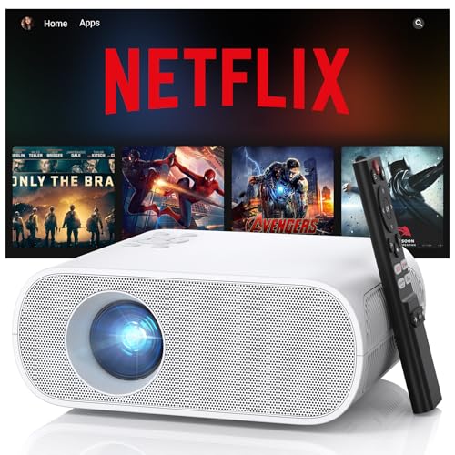 Image of 1500ANSI Smart Projector Compatible with Netflix, HOMPOW 4K Full HD Home Theater Projector with WiFi and Bluetooth, Built-in Apps & Speaker, Electric Focus Movie Projector for Outdoor & Indoor