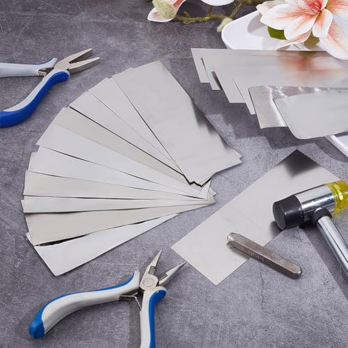 Image of OLYCRAFT 27Pcs 9 Sizes 304 Stainless Strips Sheets Rectangle Stainless Steel Strips Metal Shims Shim Stock Assortment Metal Shim Stock for Kitchen Trim Gap Filler Tools Home Improvement