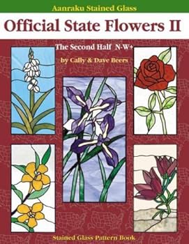 Paperback Aanraku Stained Glass Pattern Book Official State Flowers 2 Book