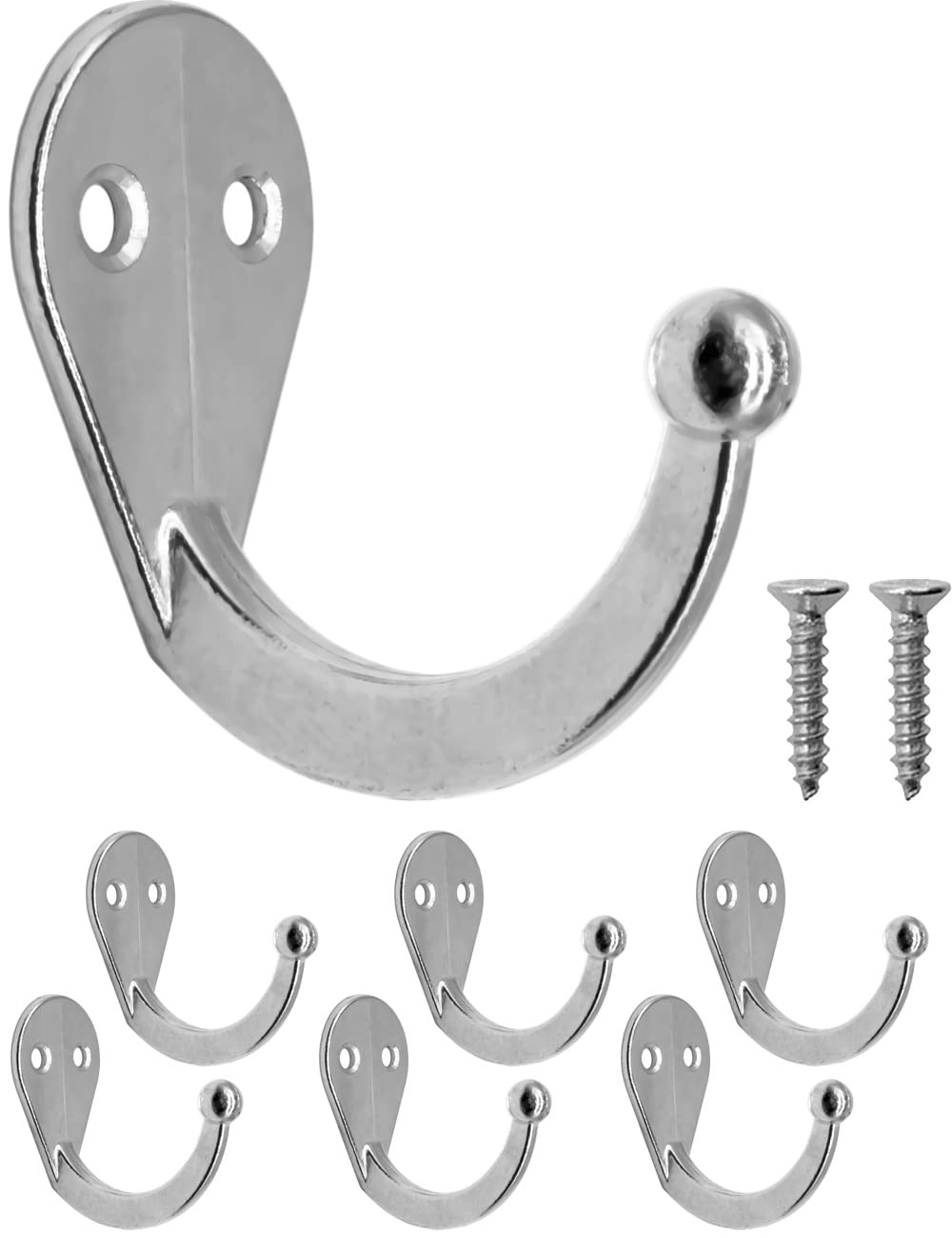 Fuxxer® - 6 ganci in ferro classici, ganci, ganci appendiabiti (argento)