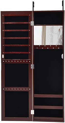 Miniatura 8 de Giantex Armario de joyería montado en la puerta con espejo de longitud completa organizador de joyas con espejo de maquillaje ranuras para