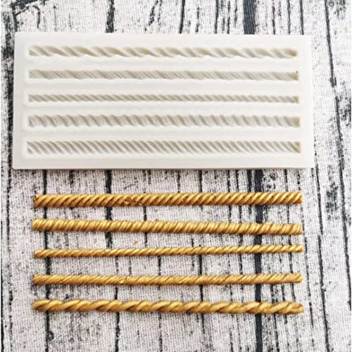 Image of Get Inspired Rope Silicone Mold-5 Different Twisted Rope Design-Diy Fondant Gum Paste Resin Polymer Clay Mould-Cake Side Border Decoration-Art Craft Tool- Soft Reusable-White - 13X6X0.6 Cm