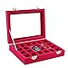 Pasutewel Velvet Glass Ring Jewellery Display Storage Box Jewelry Holder Storage Organizer Stand (Pink-(24 Grids))