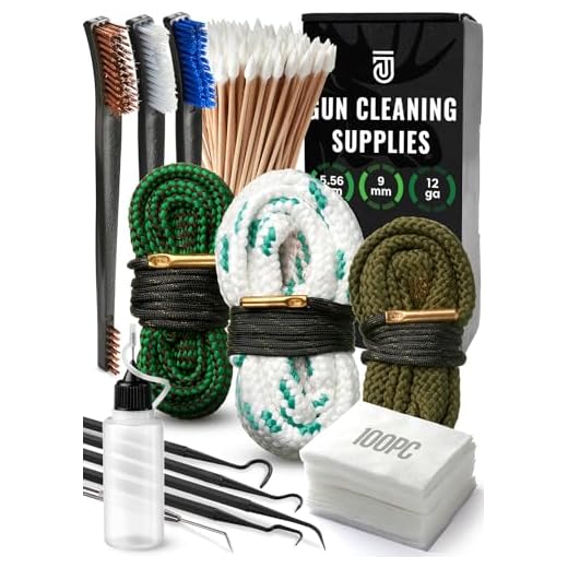 Bore Cleaner Gun Cleaning Kit for 12Ga / 5.56 / 9mm Gun Cleaning Snake, Gun Cleaning Supplies Incl. Gun Cleaning Patches, 6-inch Gun Cleaning Swabs, Gun Brushes, Cleaning Picks, Needle Oil Applicator