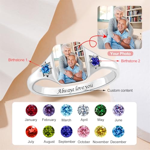BABOOM Custom Photo Ring for Women Personalized Picture Rings Featuring Heart-shaped Promise Ring Perfect Graduation Gift for Best friend4