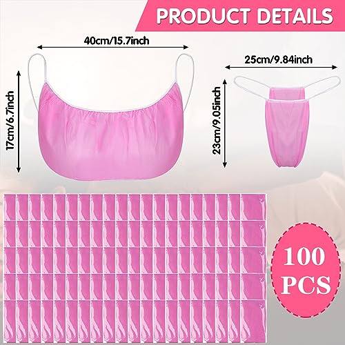 100Pcs Disposable Bra and Panties Women Disposable Bikini T Thong and Bra Spa Underwear for Spa Massage Spray Tanning2