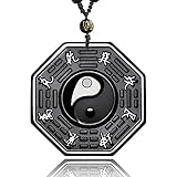 TIKCAUZ Yin Yang Necklace Black Obsidian Necklace Natural Crystal and Healing Stone with Adjustable Rope Handmade Gemstone Jewelry for Men Women
