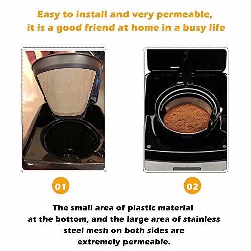 Reusable Coffee Filters, 2 Pack 6-12 Cup Cone Coffee Filters #4 Basket Permanent Replacement Coffee Filters With Stainless Steel Mesh Fit For Cuisinart Coffee Maker Filter And Brewers #TOP5