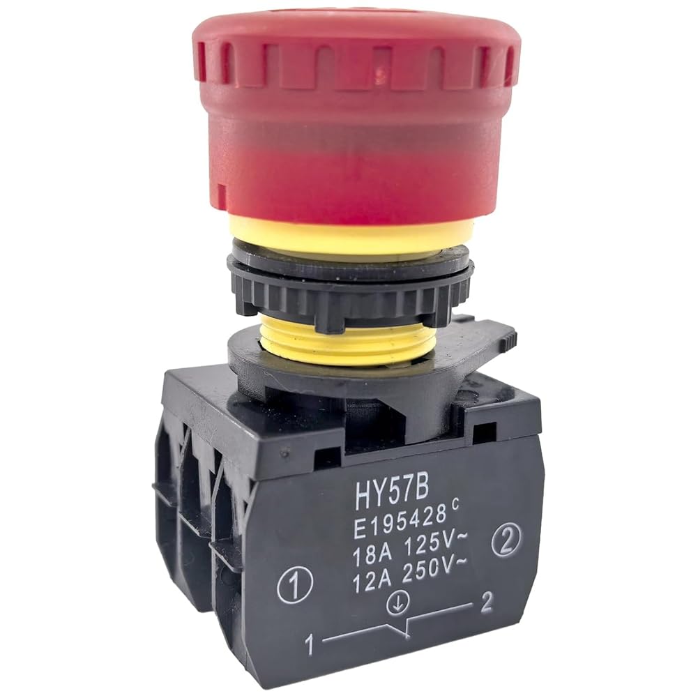 Jnchdghwa Black & Red Hy57b Industrial Emergency Stop Switch Push Button Switch For Industrial Electrical Appliances Equipment