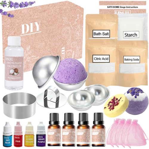 DINGTU Bath Bomb Making Kit DIY Bath Bomb Kit for Adults & Teens Make Your Own Bath Fizzy with Bath Bomb Molds Essential Oils Relaxing Bath Time Home Creative Spa Gift for Her Women