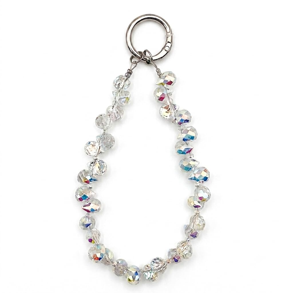 Beaded Phone Wrist Strap Crystal Cellphone Lanyard Chain | iridescent breads,Crystal Beads,Handmade, light weight phone strap, stylish mobile charm-image-41