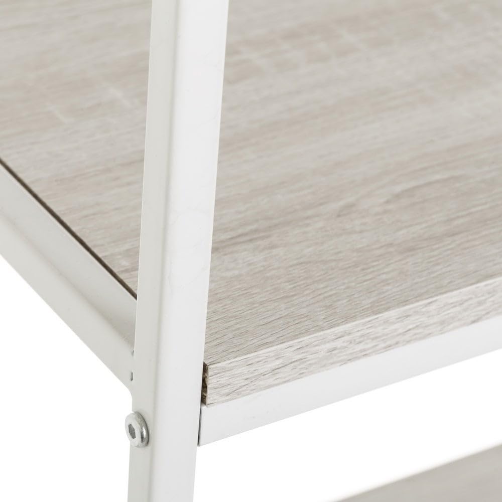 LOLAhome - Estantería Urban Industrial Metal Blanco con 4 estantes símil Madera de 60x30x116 cm. Organiza y Decora tu salón o Cuarto con Este Funcional y Bello diseño contemporáneo.