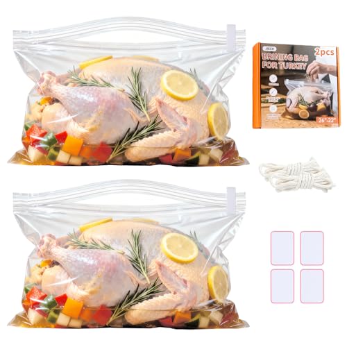Turkey Brine Bags 2 Pack, 26"x22", Leakproof, Holds 35LB