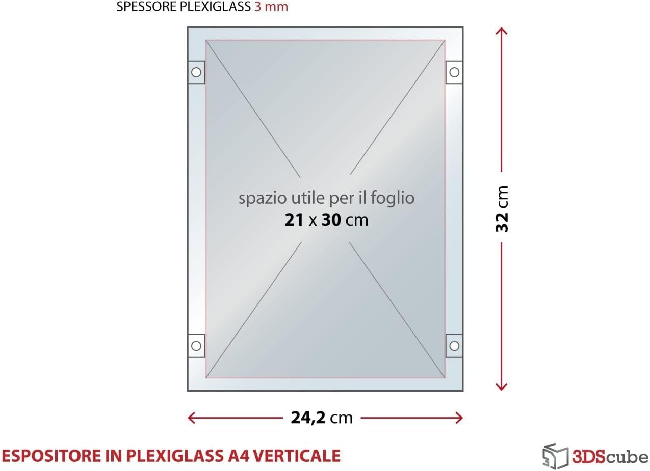Placa de metacrilato de pared con bolsillo abatible, soporte para alertas y folletos, tamaño A4, vertical, 21 × 30 cm, incluye espaciadores de aluminio (1 unidad)